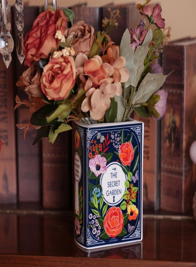 Lynagert Ceramic Book Vase for Flowers, Home Decor, Cute Bookshelf Accent, Lovers Gifts, Unique Home/Bedroom/Office Decor (Small - Secret Garden) - Image 2